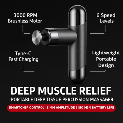 FlexiRelief Mini Massage Gun – Portable Deep Tissue Muscle Massager